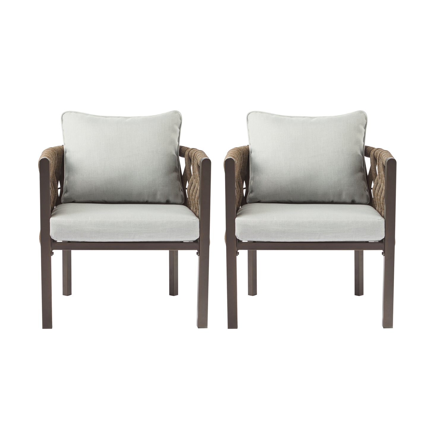 2-Pieces Outdoor Metal Patio Club Chair, Furniture Arm Chair With