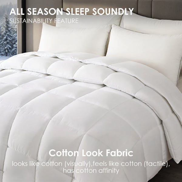Luxury White Oversized Checkered Quilted Duvet - Winter Weight