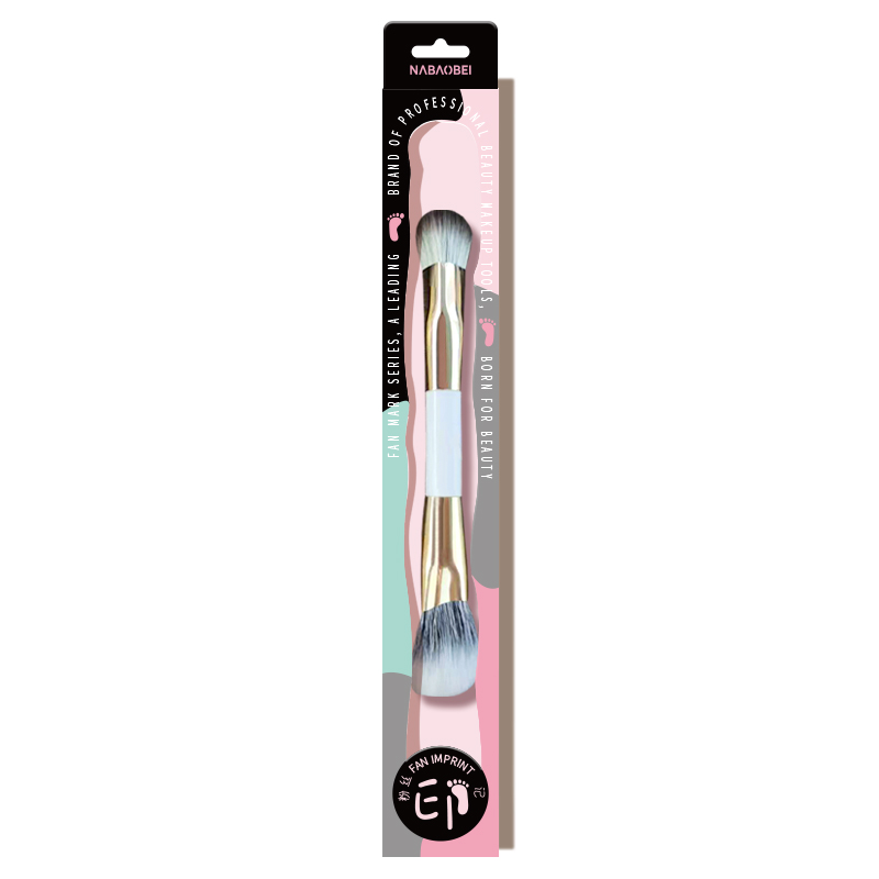 Double-Ended Blush and Contour Makeup Brush - Soft Fiber Bristles