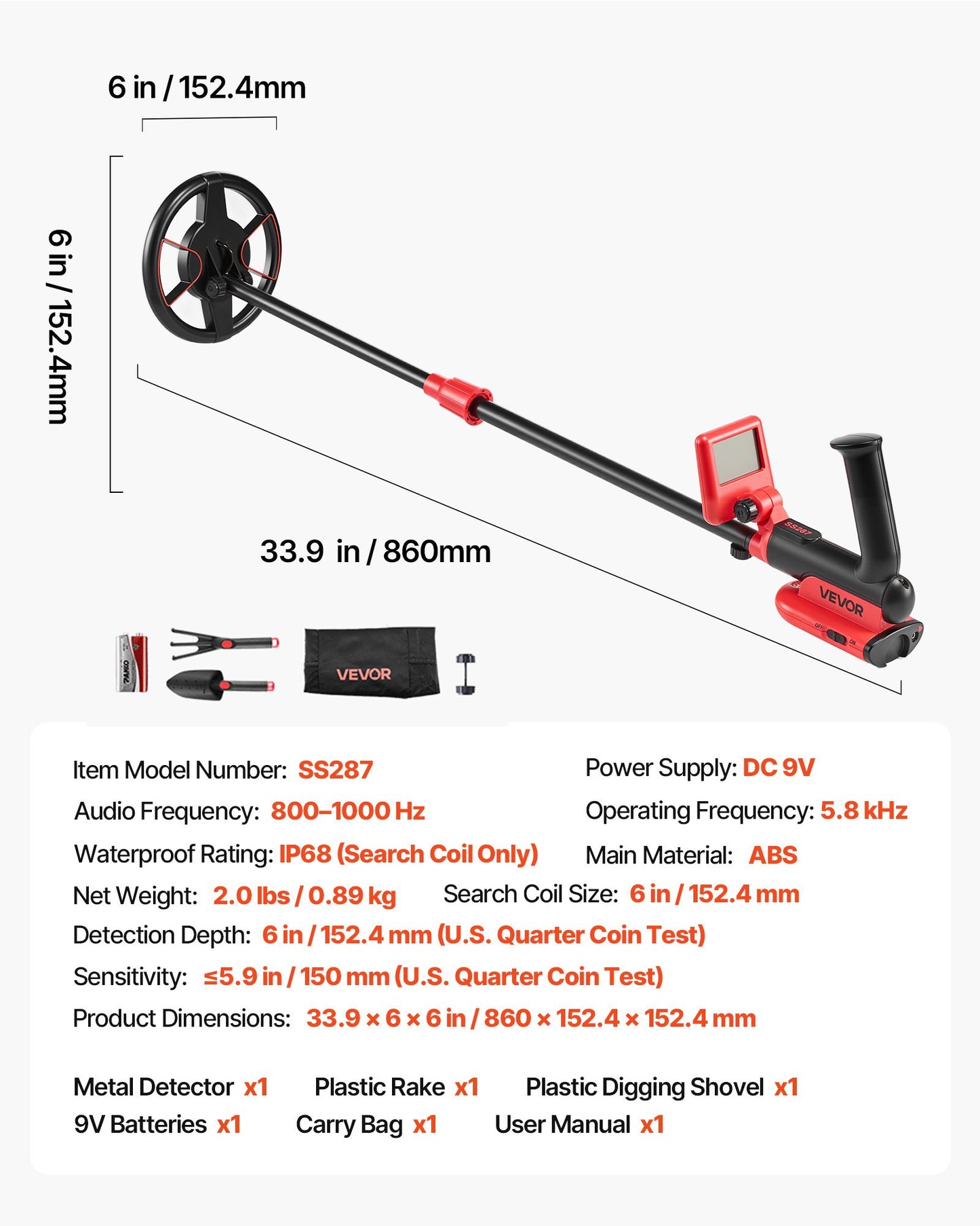Waterproof Metal Detector with LCD Display, Adjustable Handle, Gold & Treasure Hunting