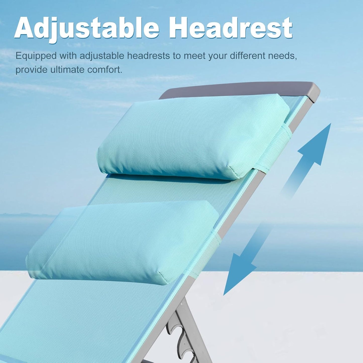 Patio Chaise Lounge Set, 3 Pieces Aluminum Adjustable Pool Chairs
