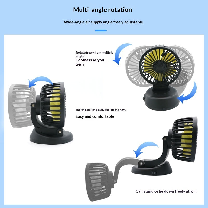 Mini Car Fan with USB Port - In-Car Folding Fan for Vehicle Use