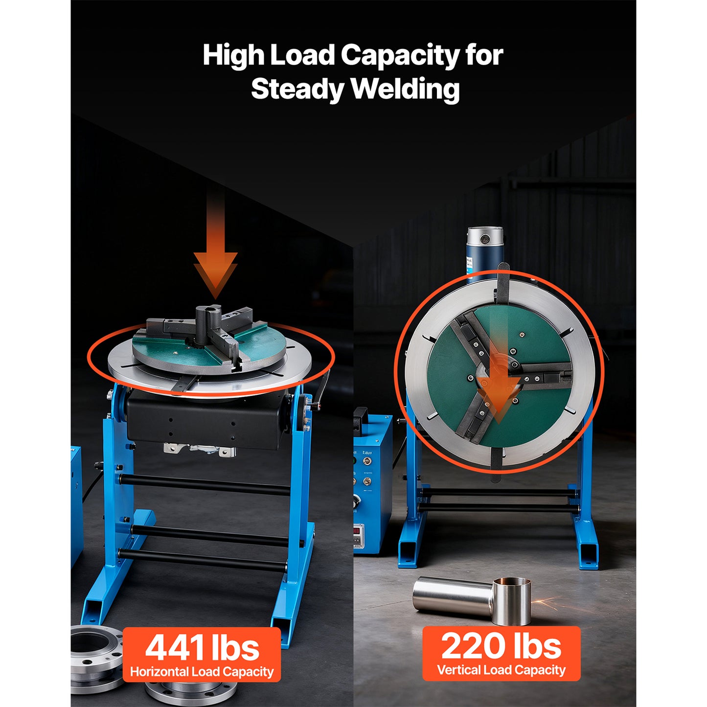 Rotary Welding Positioner 441 Lbs Load Capacity Tilt Table with Speed Control