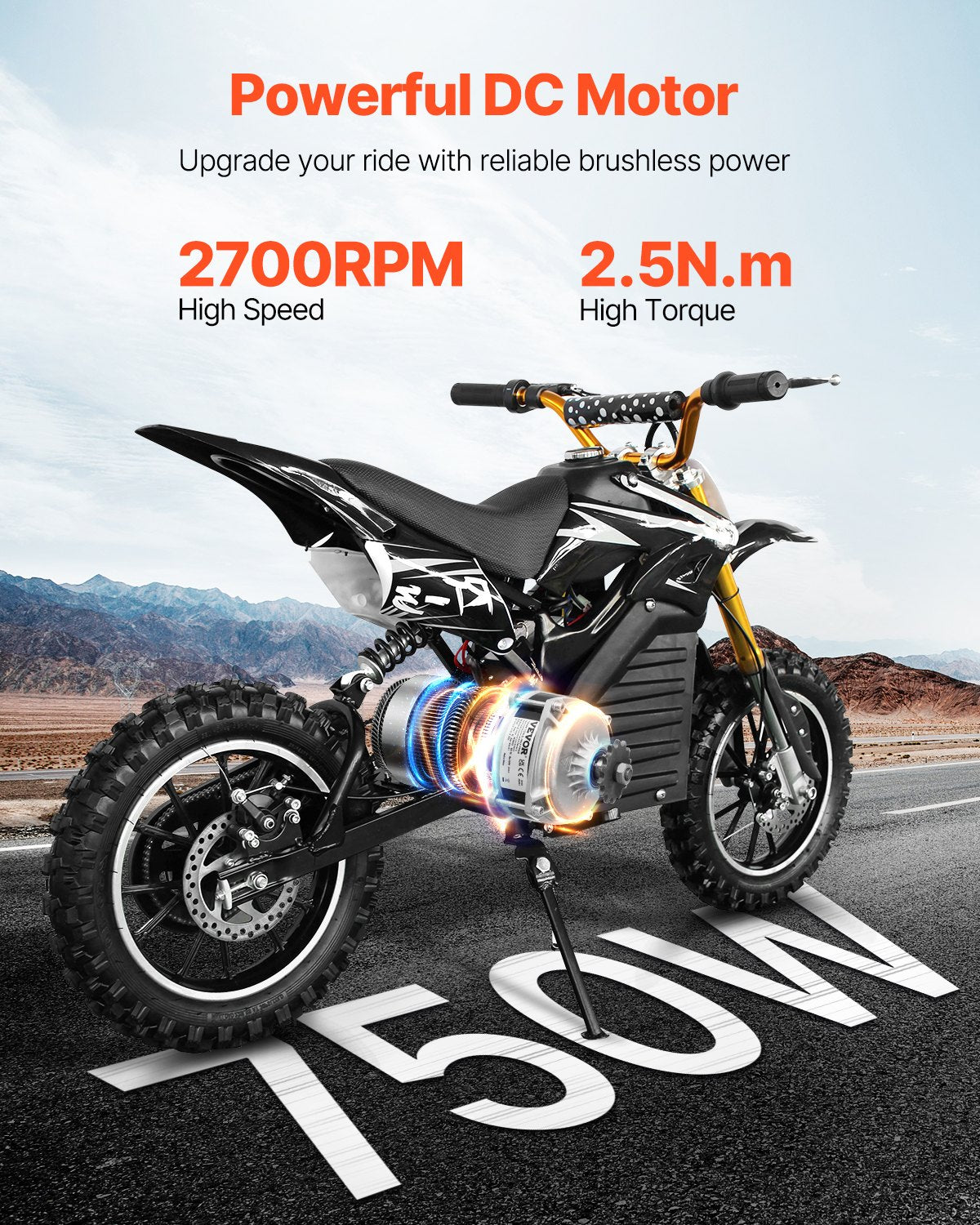 750W Brushless DC Electric Motor Kit 48V for E-Bikes & Scooters - Silver