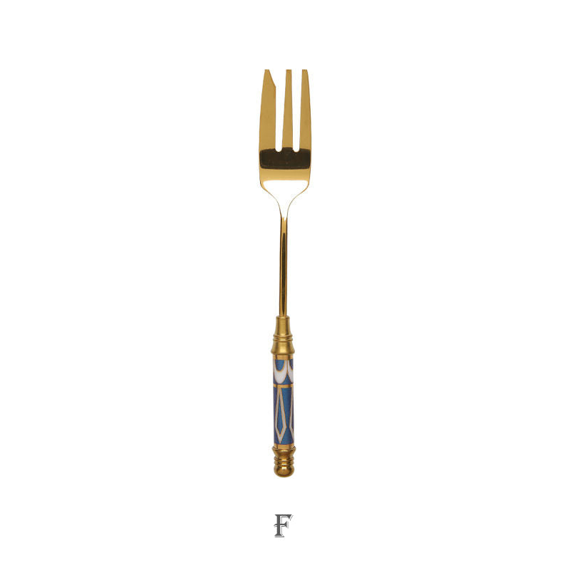 European Retro Gold-Plated Stainless Steel Dessert Spoon Set - Multiple Styles