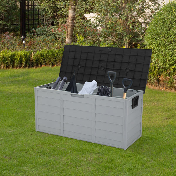 75 Gallon Weatherproof Plastic Patio Storage Box with Lockable Lid