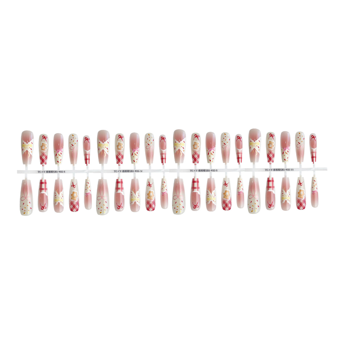 Nail Art Tips Set with Butterfly Bear Design - Multiple Colors & Styles