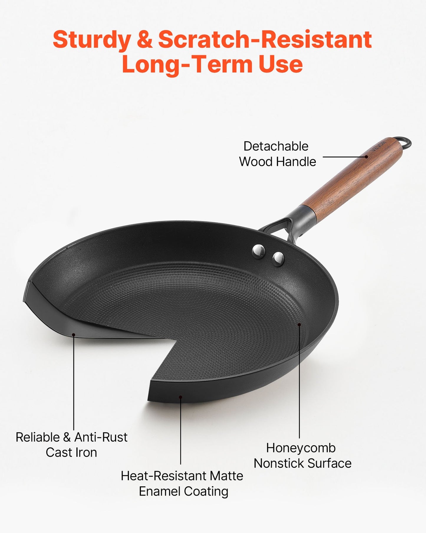 3-Piece Cast Iron Skillet Set - 8, 10, 12 Inch Nonstick