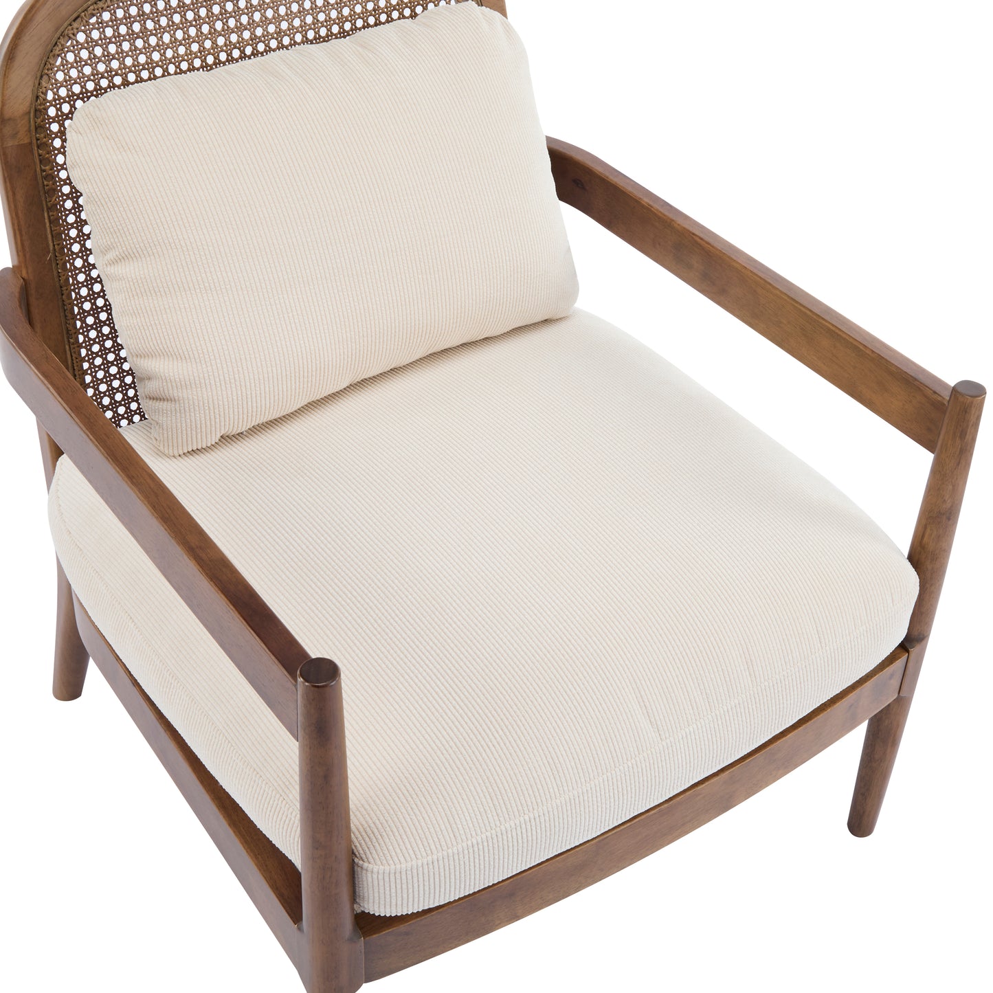 Mid-Century Modern Accent Chair Set - Light Brown & Beige Stripe
