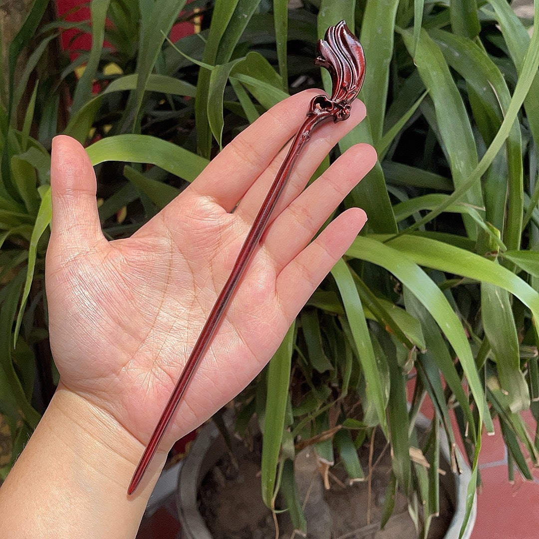 Ebony Antique Carved Hairpin
