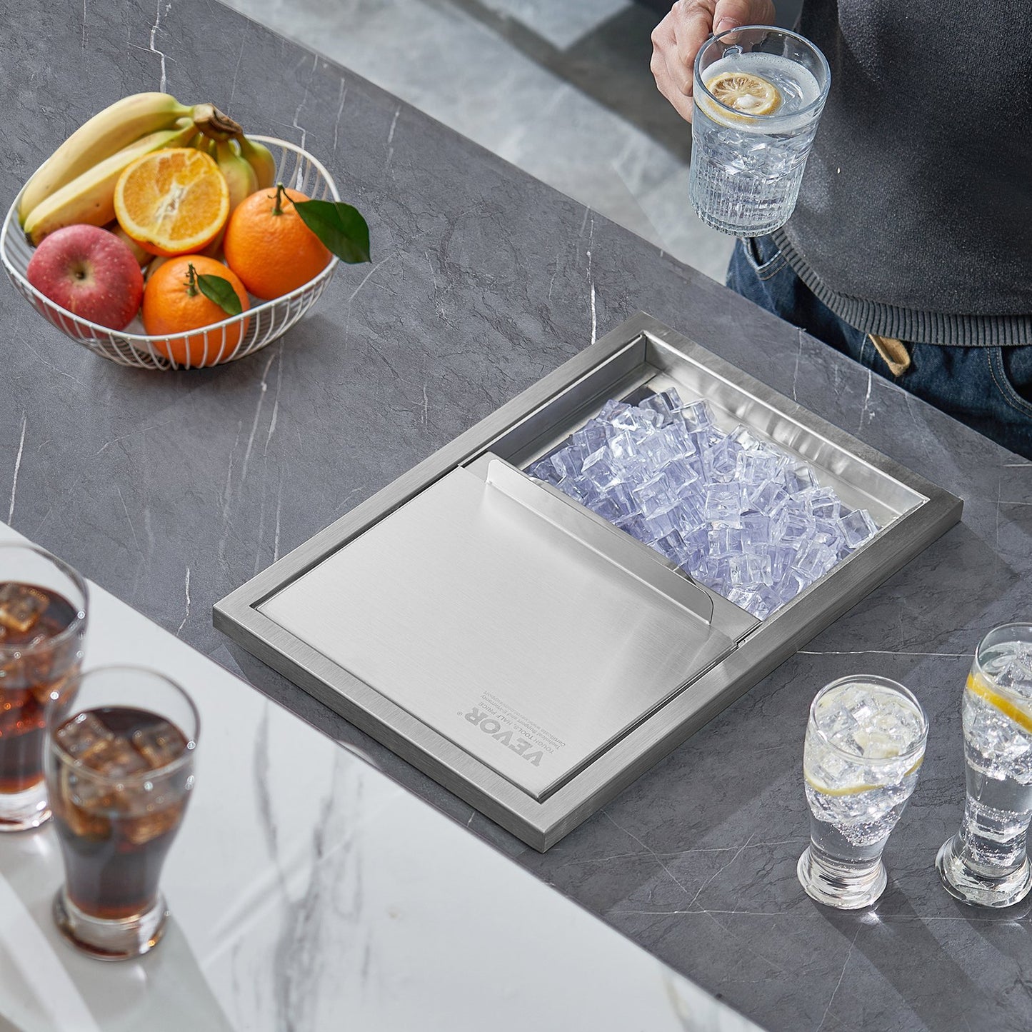 Drop-In Stainless Steel Ice Chest - 40.9 Qt Outdoor Cooler