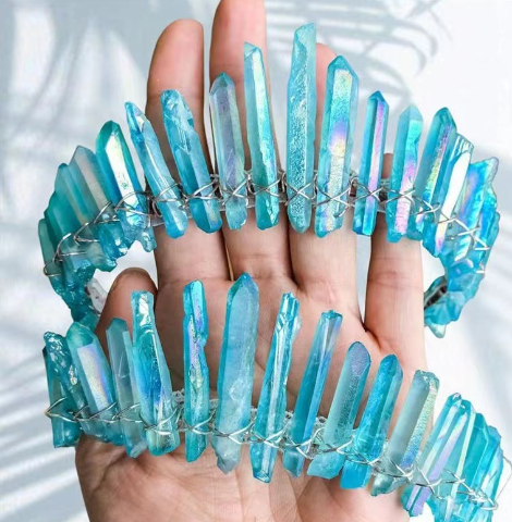 Natural Crystal Crown Hair Accessory Unisex Colorful White & Gold Variants