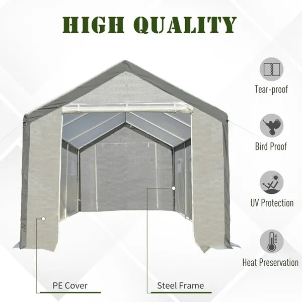 20' x 10' x 9' Walk-in Greenhouse with Roll-Up Door & 6 Windows