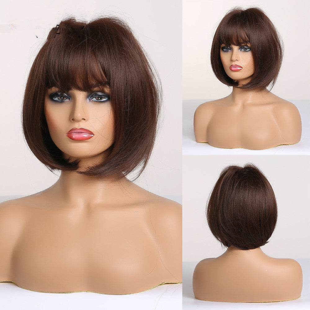 Short Straight Hair Wig with High-Temperature Silk Material - Multiple Styles
