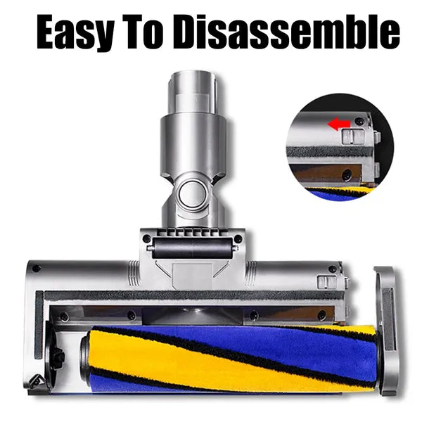 Electric Floor Brush for Dyson V7 V8 V10 V11 Vacuum Cleaners - Soft Fleece Roller, Yellow & Blue