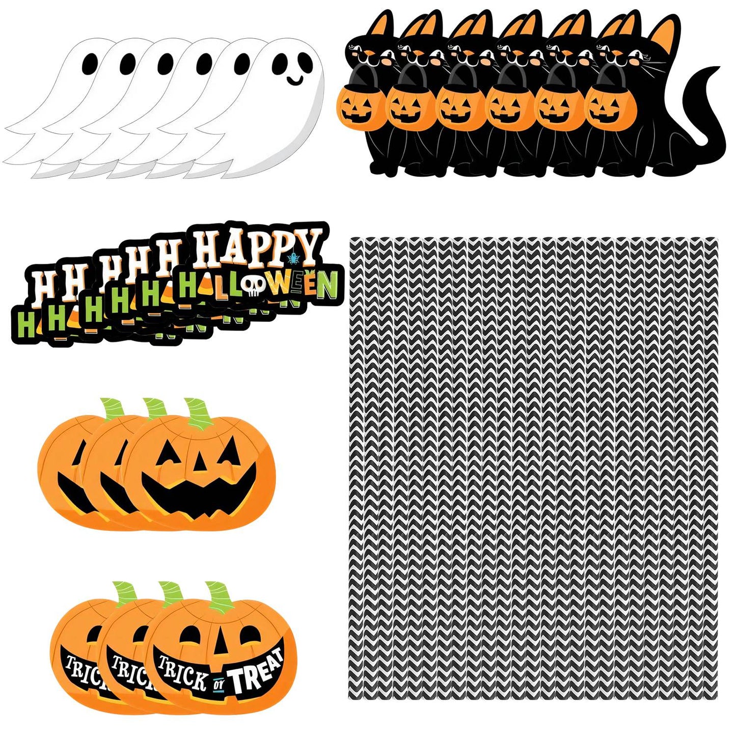 25-Pack Halloween Decorative Straws - Multicolor Paper Straws