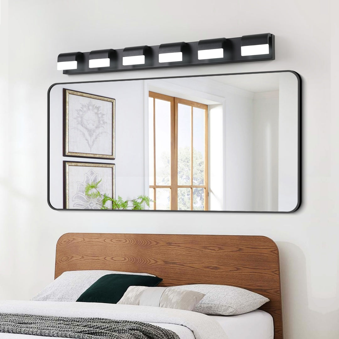 6-Light Modern LED Bathroom Vanity Light Fixture - Black