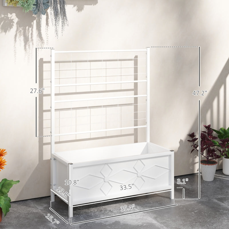Outdoor Planter Box Galvanized Raised Garden Bed With Trellis For
