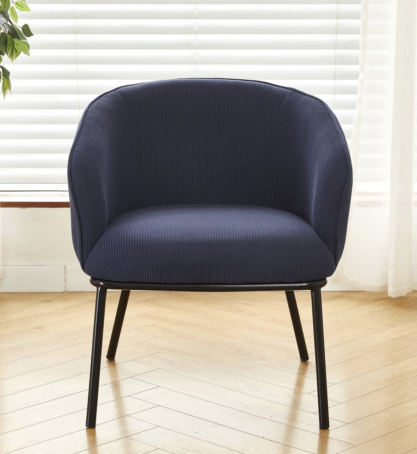 Modern Corduroy Accent Chair, Upholstered Armchair With Metal Legs,