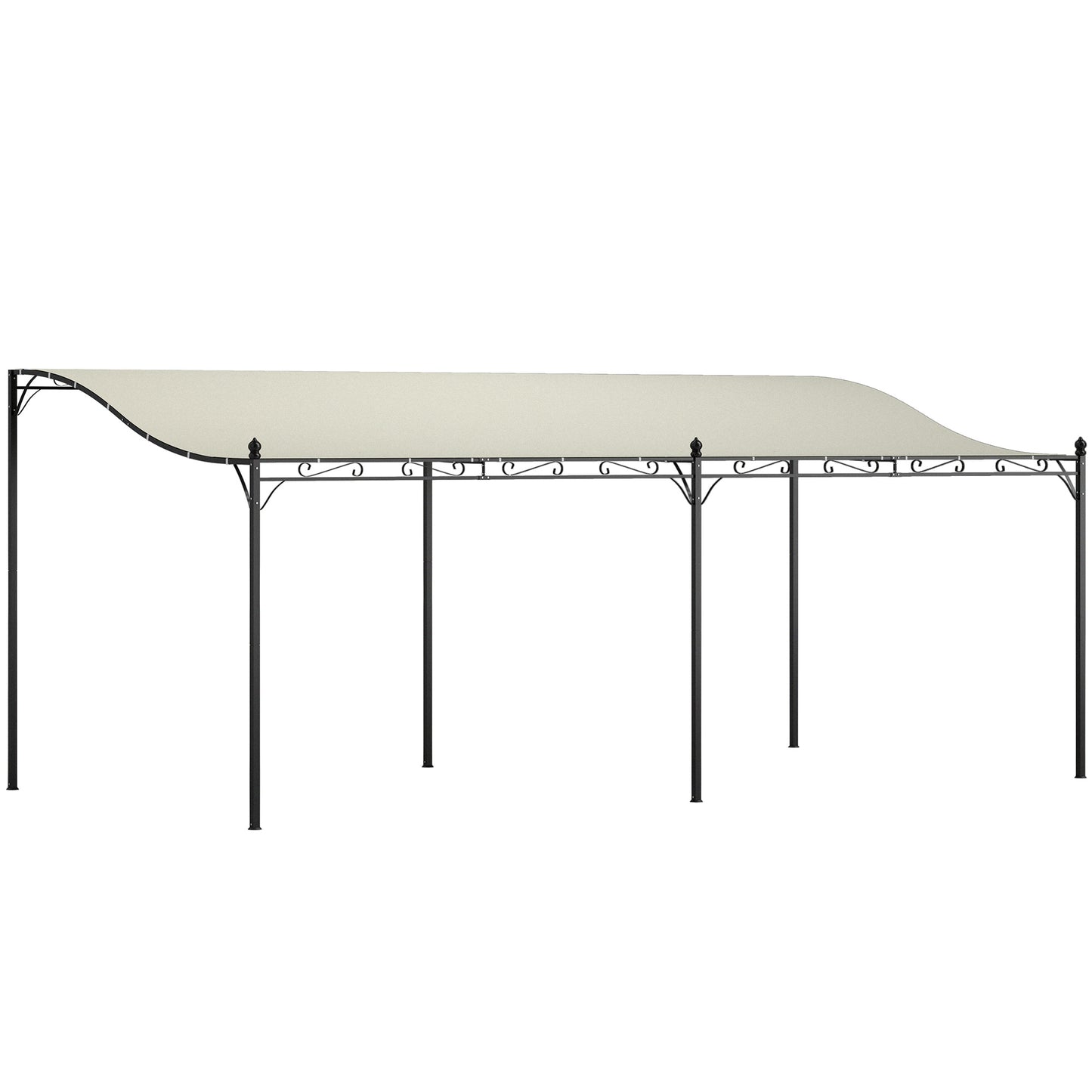 Outdoor Metal Pergola Canopy with Drainage Holes - Cream White