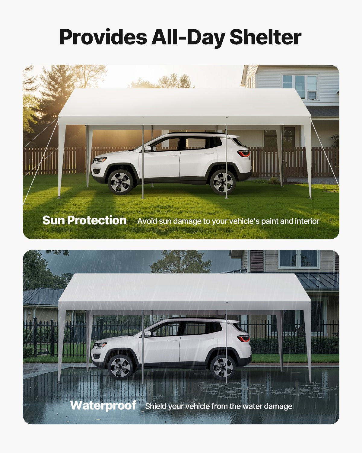 10x20 FT Heavy Duty Portable Carport Shelter Tent - Waterproof UV-Resistant Garage