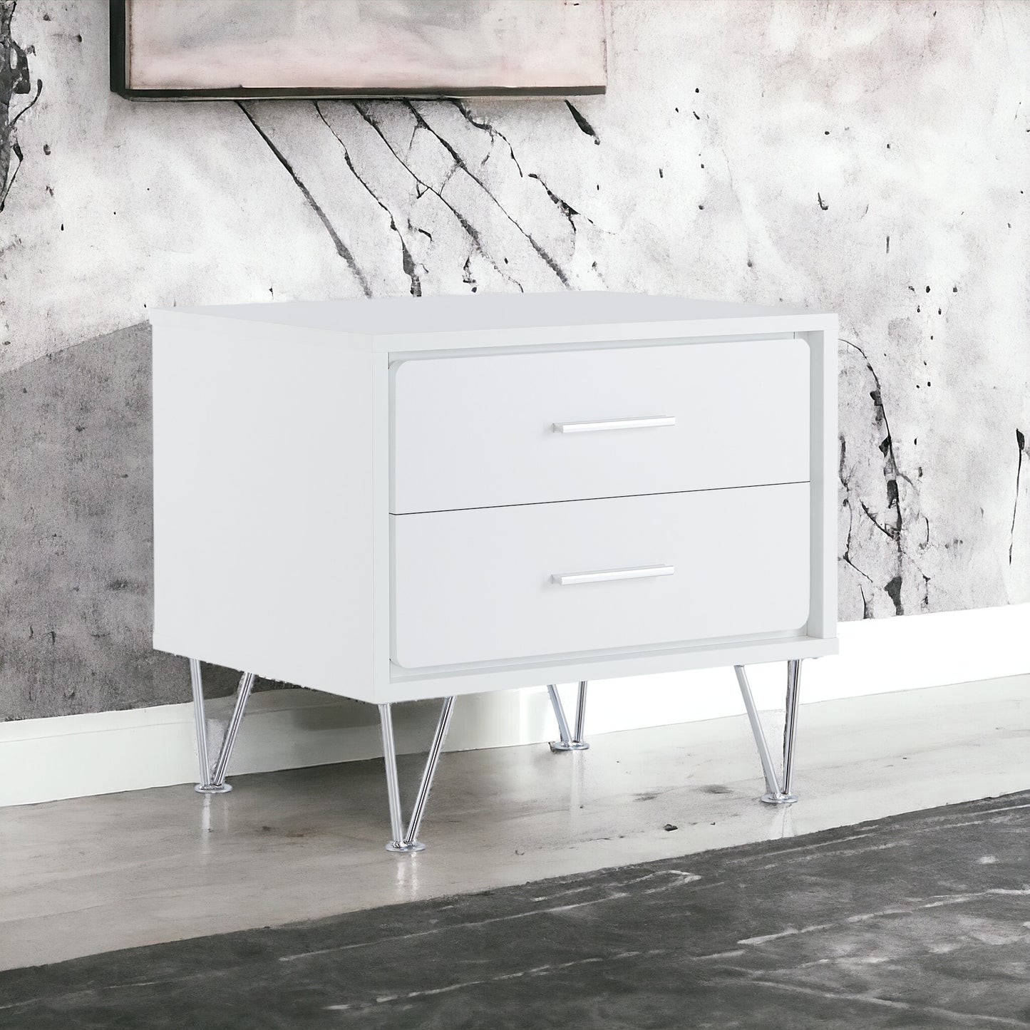 Deoss White Finish Accent Table with 2 Drawers