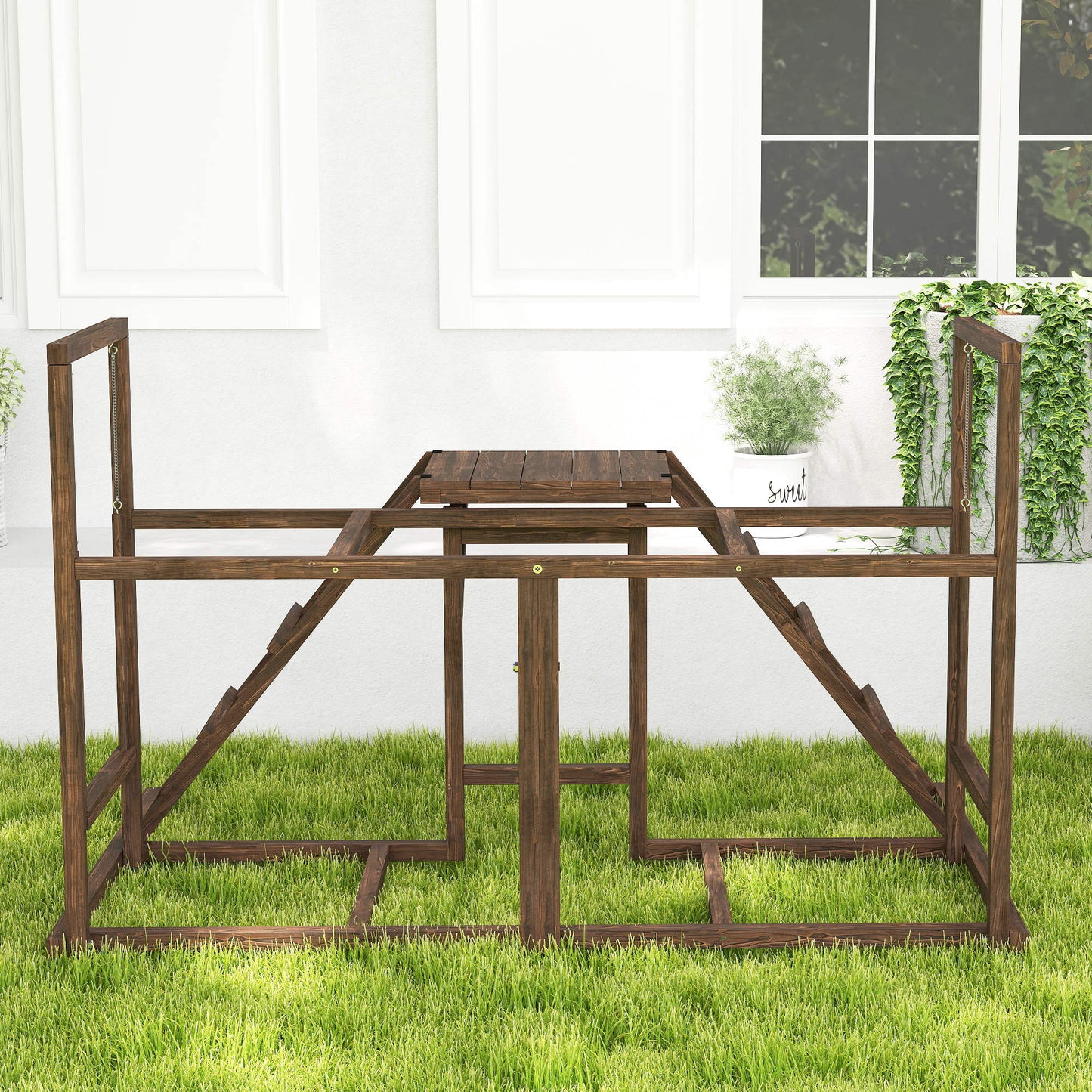 Chicken Activity Play Set with Perches, Swing, Ladder for Poultry, Coffee