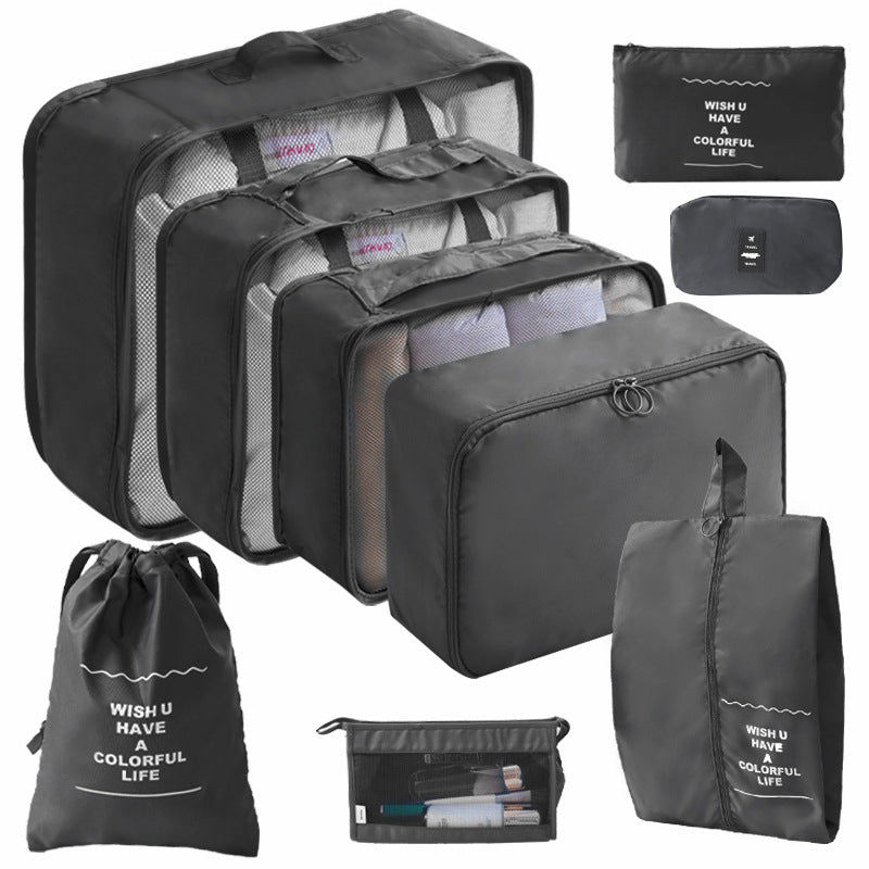 9-Piece Thickened Twill Travel Storage Bag Set for Shoes Clothes Toiletries