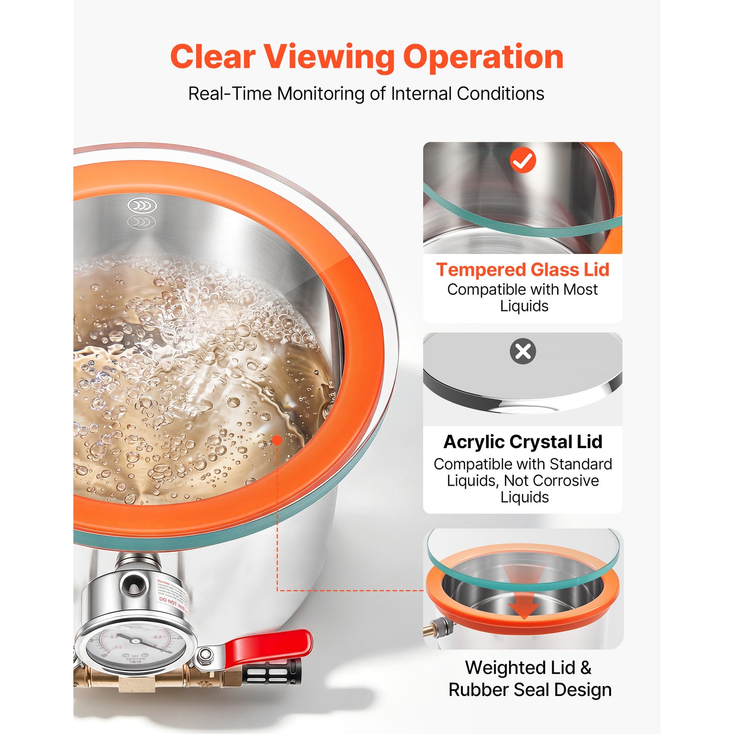 1.5 Gallon Stainless Steel Vacuum Chamber for Resin & Wood Degassing