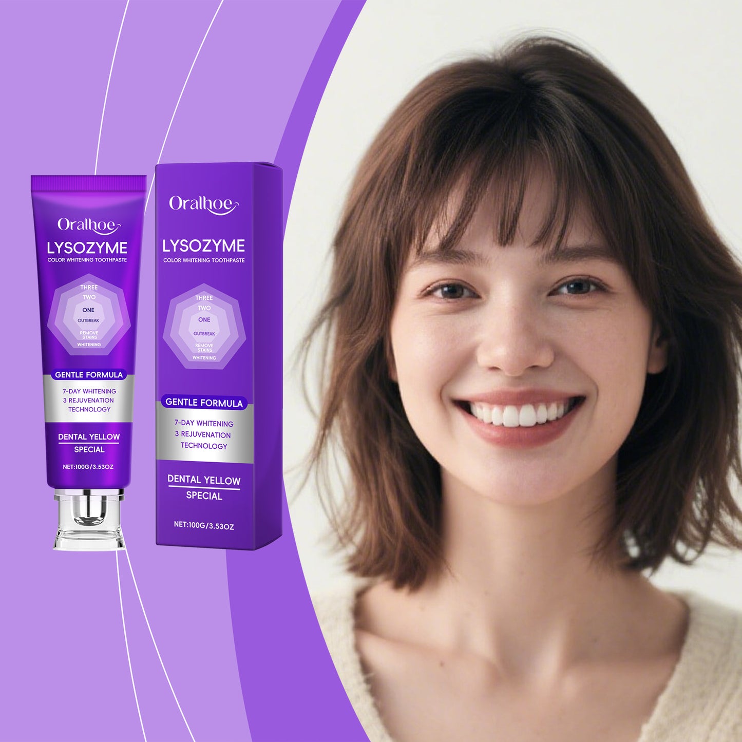 Purple Whitening Toothpaste 100g - Teeth Brightening & Fresh Breath