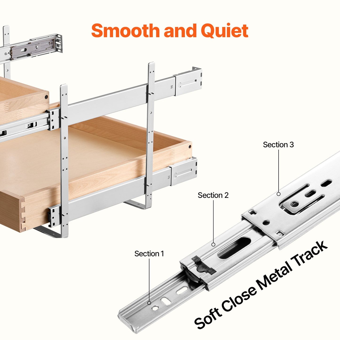 2-Tier Pull-Out Cabinet Organizer - Soft Close Wooden Drawer