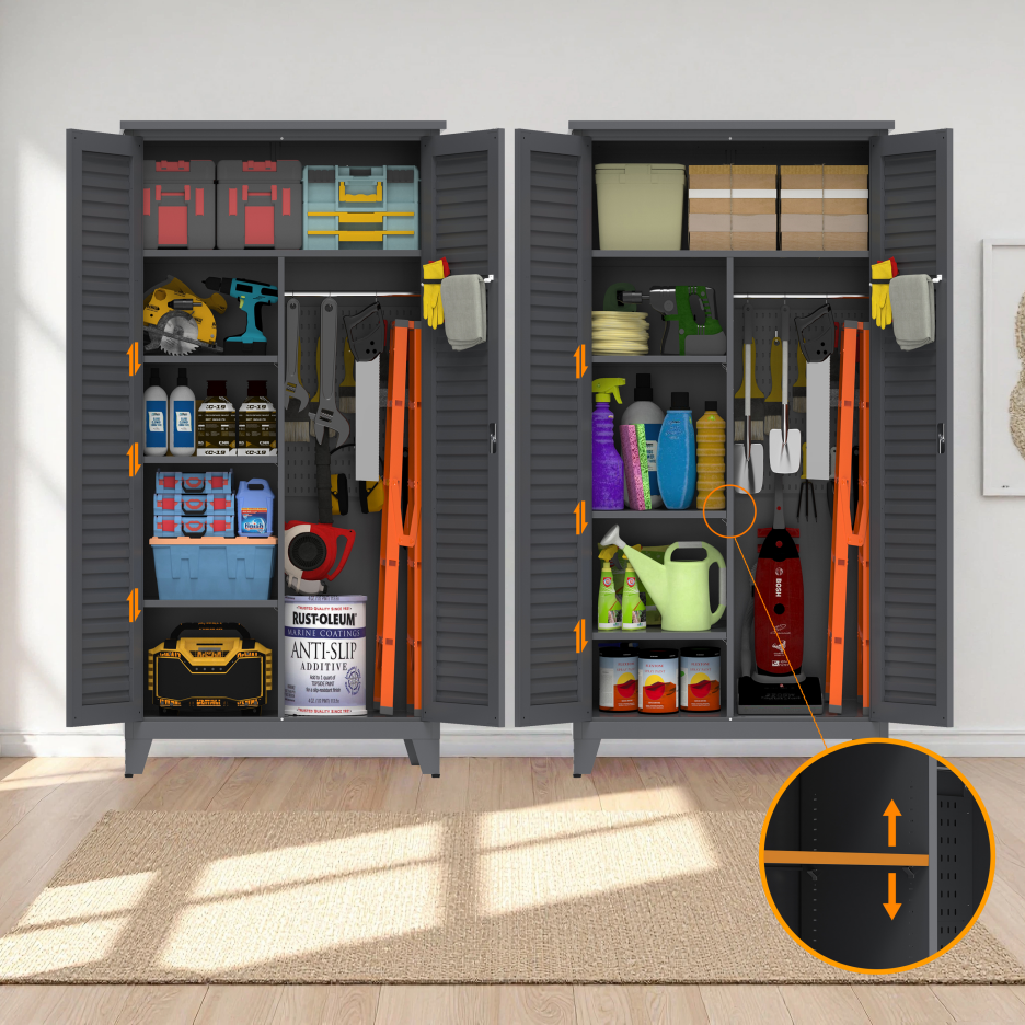 73'' Tall Metal Tool Storage Cabinet - Slate Finish