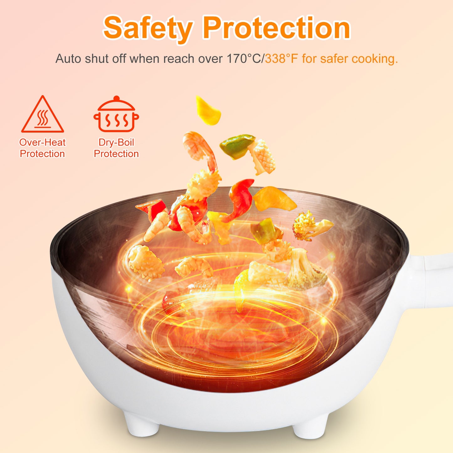 Electric Hot Pot with Steamer - Portable Non-Stick Cooker