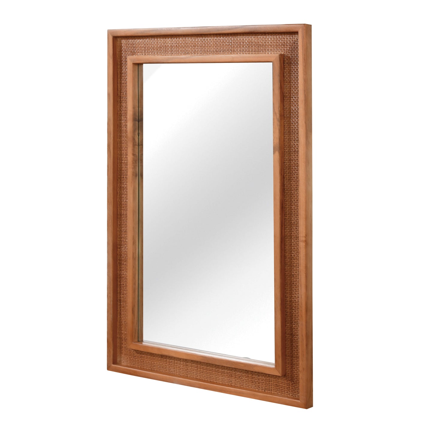Rattan Rectangle Decorative Mirror - Yellowish Brown 24"x36"