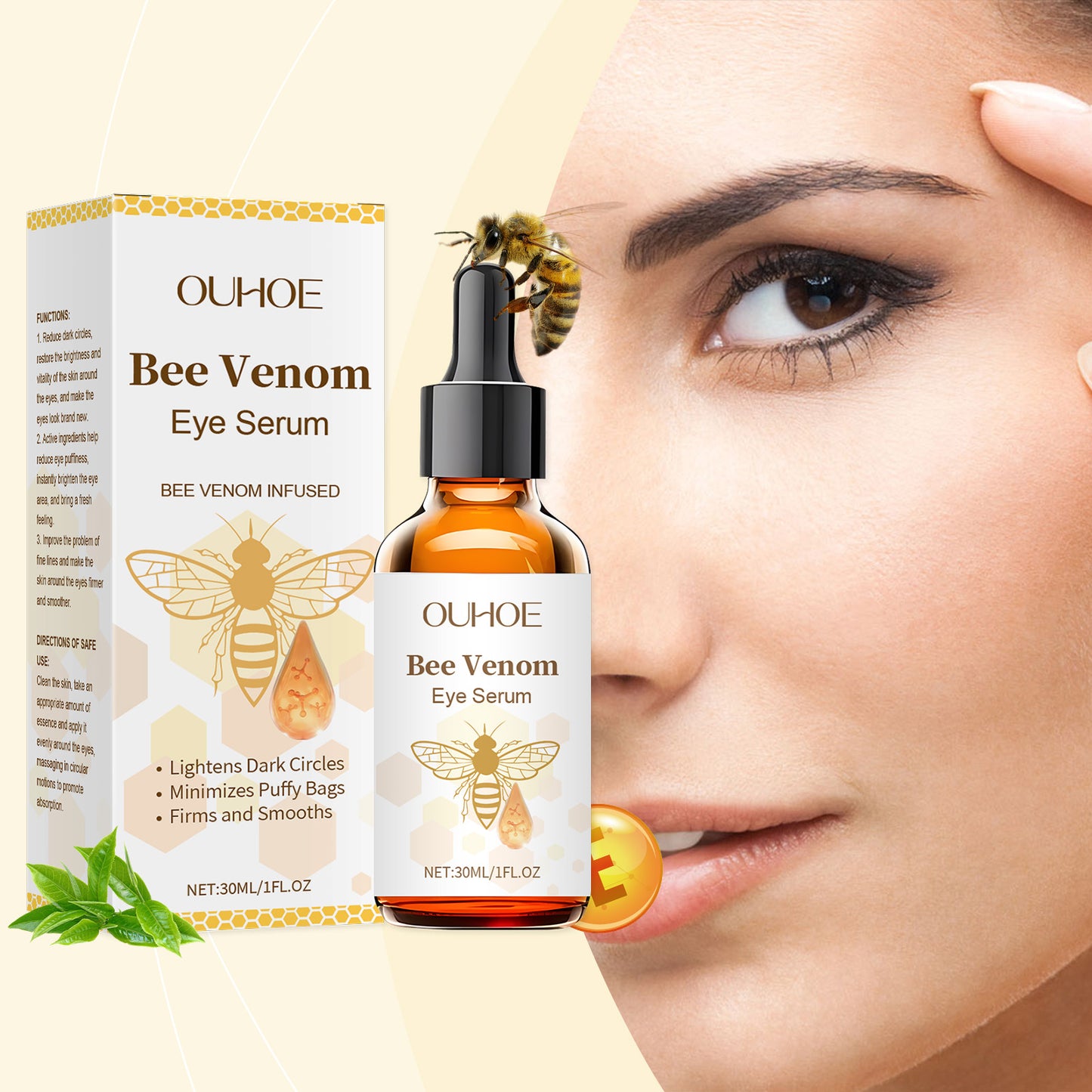 Bee Venom Eye Serum - Collagen & Tea Tree Oil for Puffy Eyes & Firming