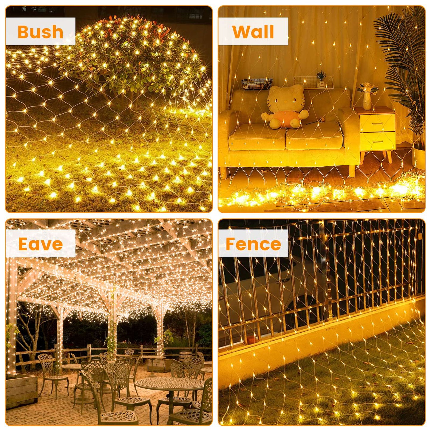 Solar Christmas Net Lights - 9.84x6.56ft, 192 LED, Dimmable