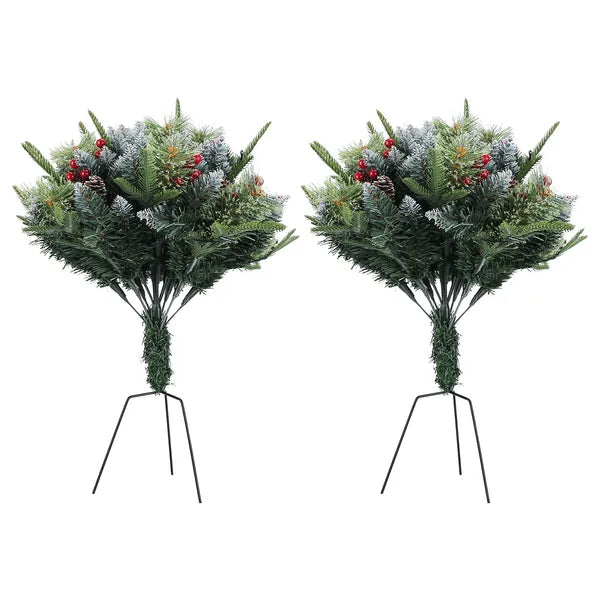 Artificial Christmas Tree Urn Filler with LED Lights - 2Pcs