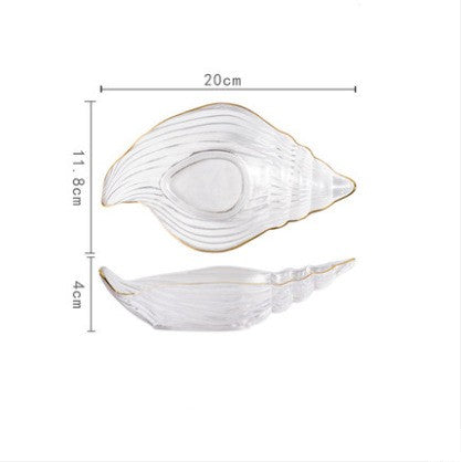Gold Edging Glass Ocean Dim Sum Plate - Creative Nordic Style Tableware