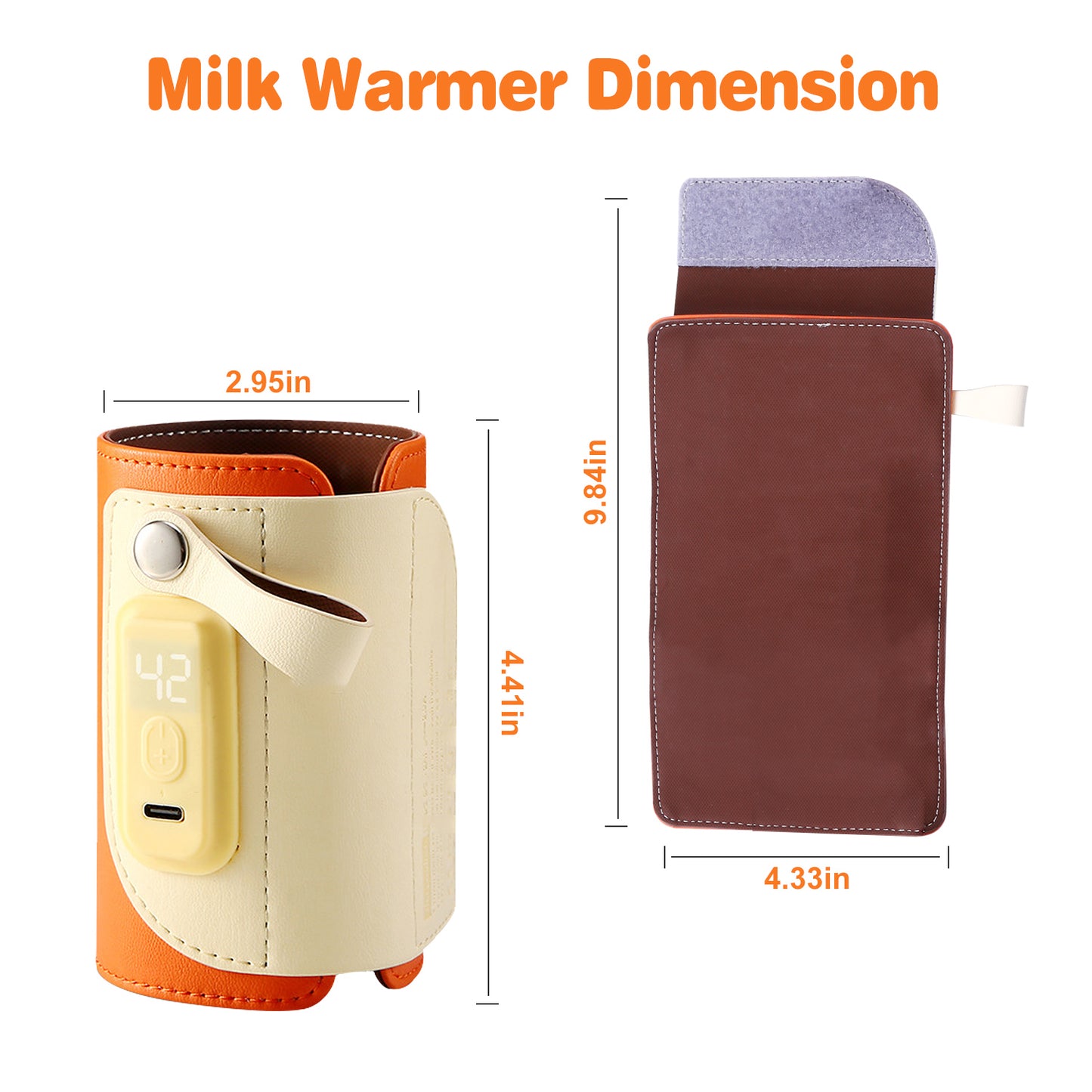 Portable Baby Milk Warmer with 5 Temperature Settings - Orange