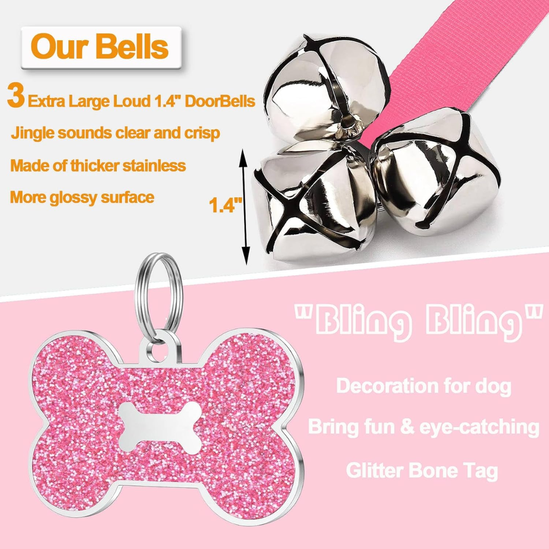 Dog Training Bell Set for Puppies - 2 Pack Paw Print Soundable Door Bells for Potty & Obedience