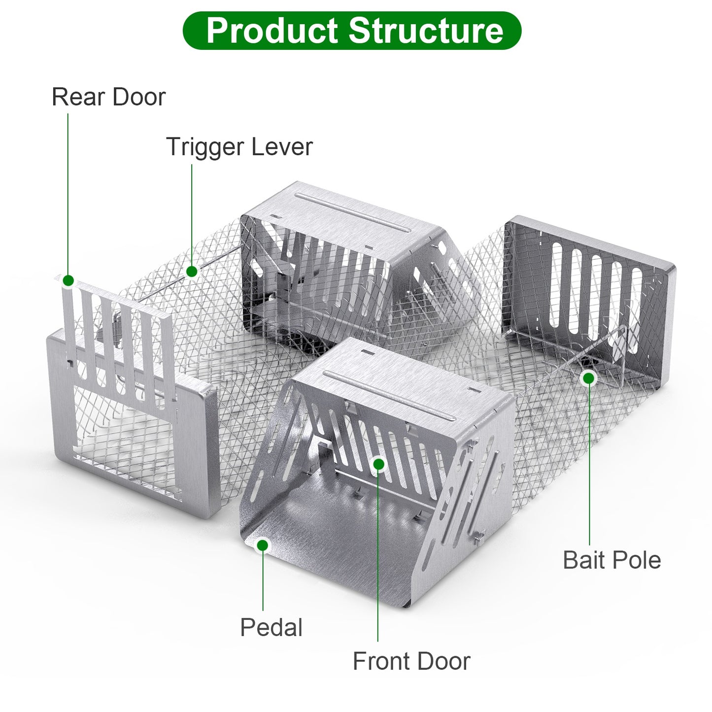 Automatic Continuous Mouse Trap - Humane Live Rodent Cage - Silver