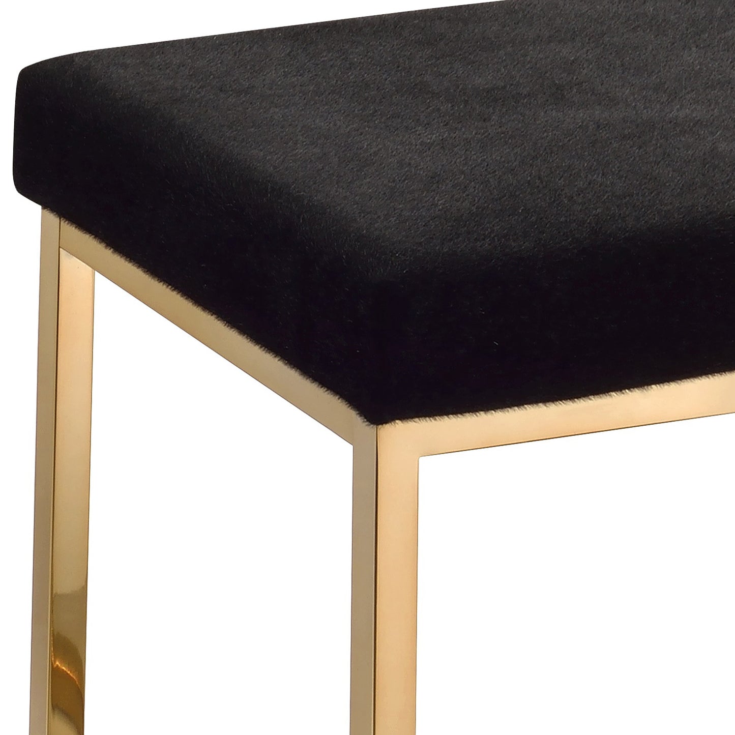 Boice Black Faux Fur & Champagne Finish Bench