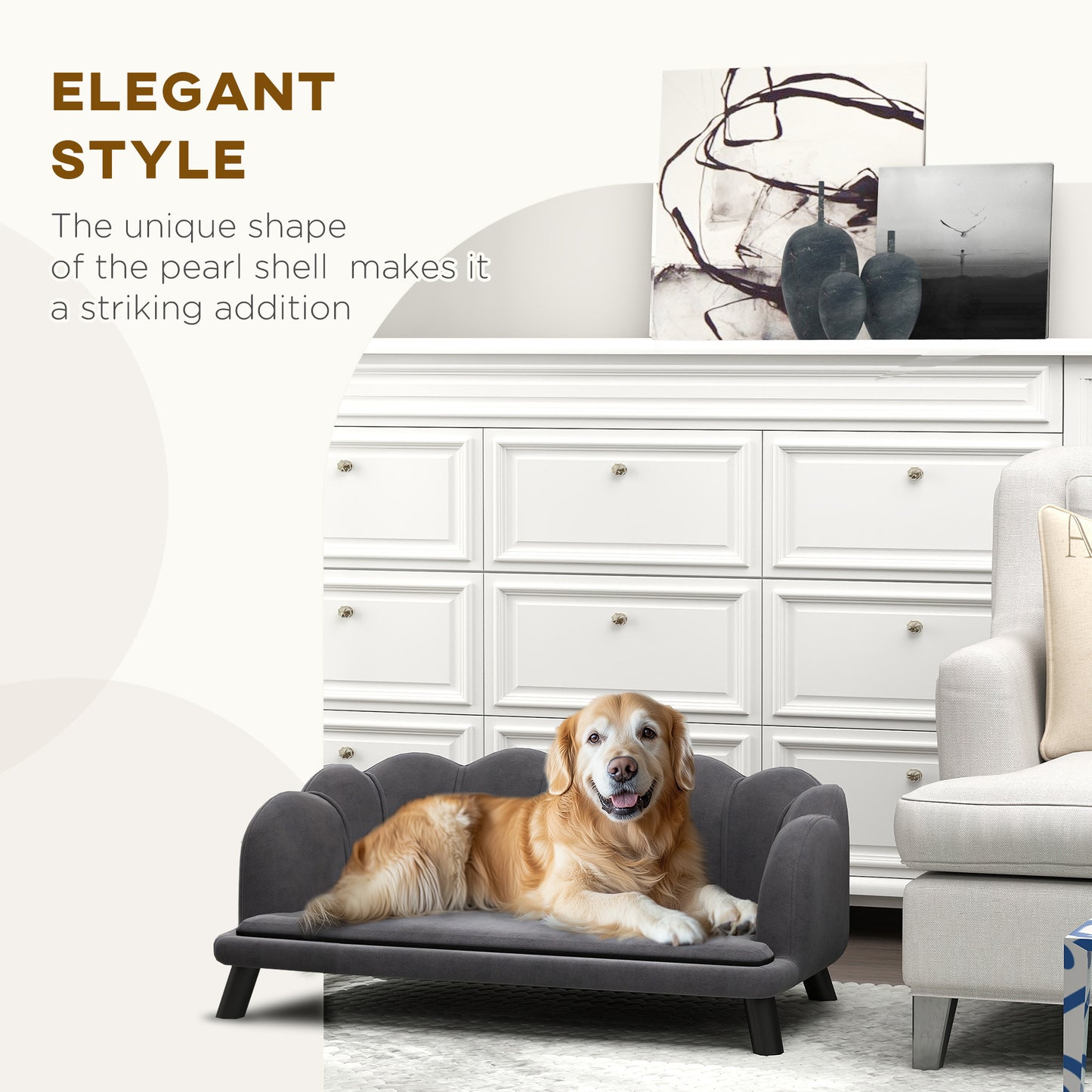 Pet Sofa Bed with Cushion & Wooden Legs - Medium & Large Dogs Charcoal Gray
