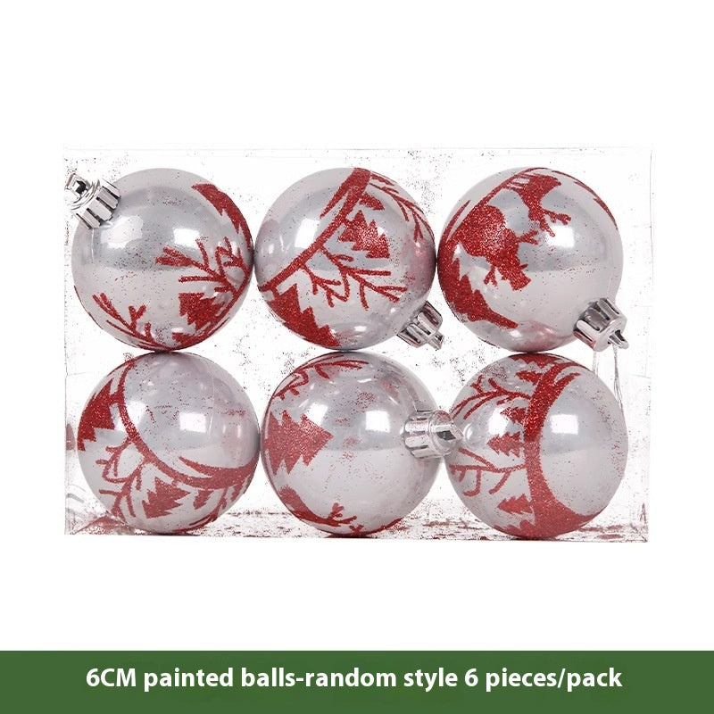 Christmas Decoration Red Ball Set - Electroplated Plastic Ornaments for Tree Atmosphere