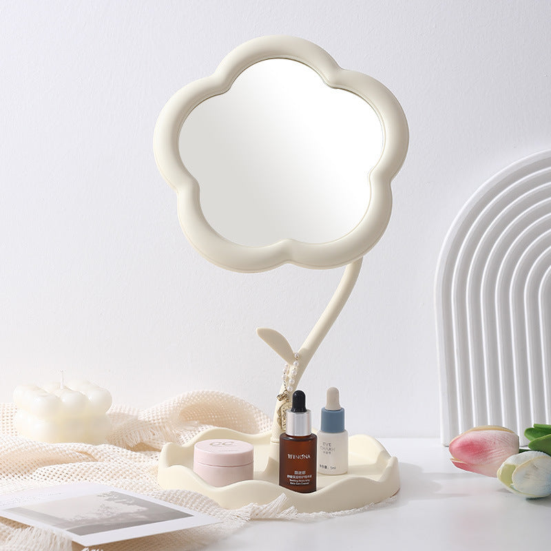 Desktop Makeup Mirror with Sunflower Design - Minimalist Korean Style