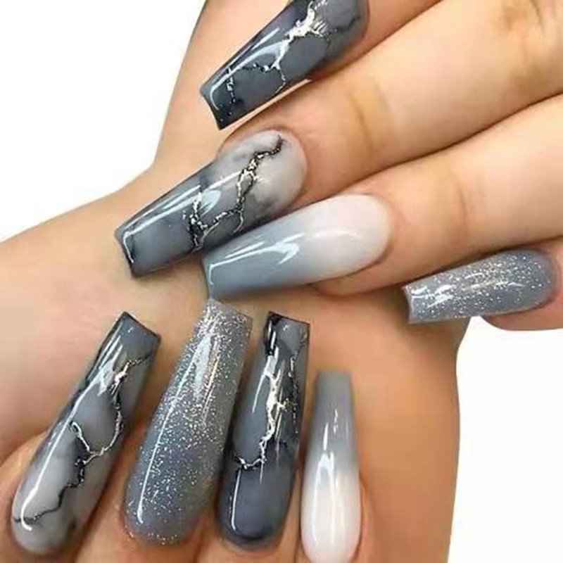 Marble Nail Art Stickers with Crystals for Elegant Manicure JP325