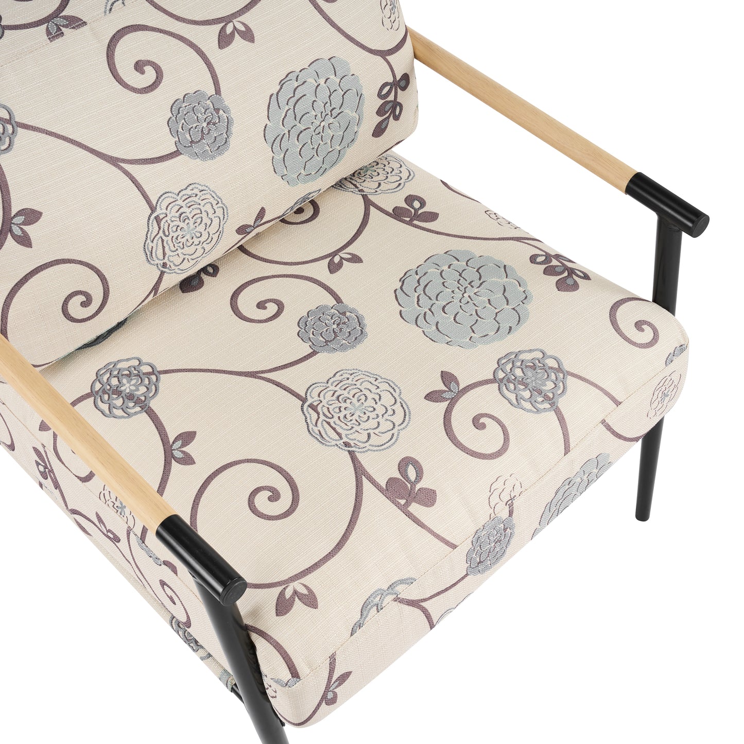 27.56 Modern Accent Chair With Plush Cushions, Minimalist Metal