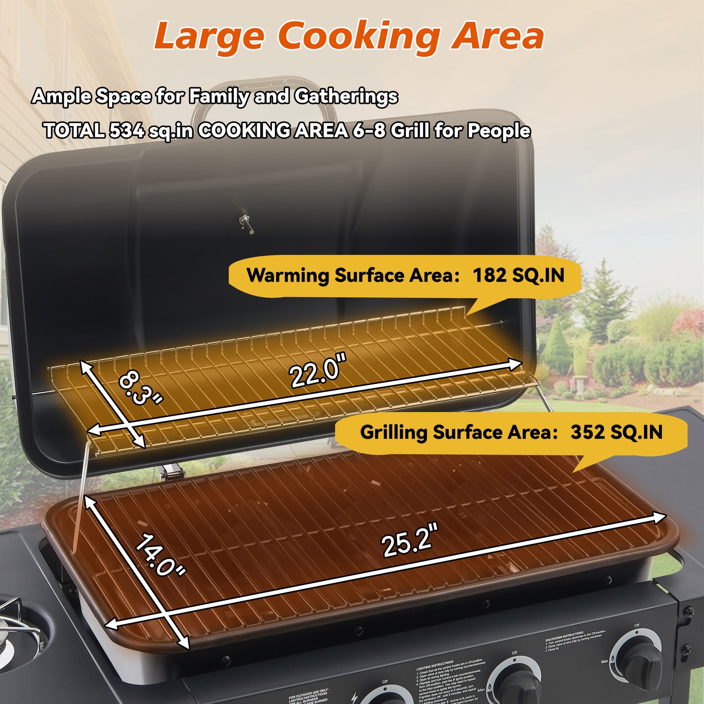 4 Burner Propane Gas Grill with Side Burner - Black
