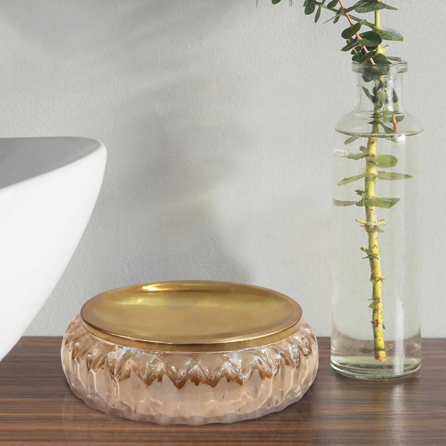 Glass Soap Dish For Bathroom Counter,Shower & Kitchen Amber