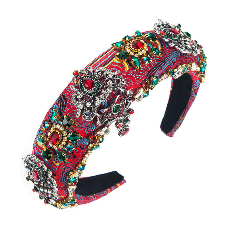 Rhinestone Embroidered Flower Headband